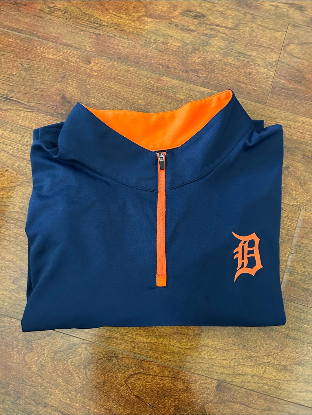Fanatics Detroit Tigers Navy Blue Orange Men’s Quarter Zip Size 4XL Logo Shirt